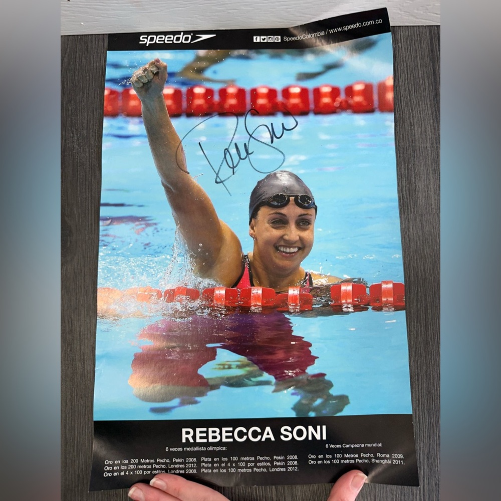 Rebecca soni Olympic swimmer small autographed poster - like new condition
